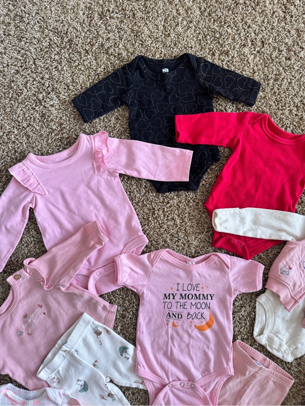 Assorted Pink & Neutral Baby One-Piece Bundle - Soft Long & Short Sleeve Styles - Picture 6 of 11